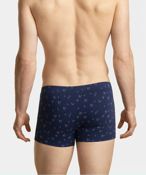 Atlantic Herren Boxershorts – Bequeme Unterwäsche aus 95% Baumwolle, 5% Elastan, Klassische Kollektion, Schwarz/Blau, 3er Pack, Print oder Uni, Standardlänge, Perfekt für Alltag