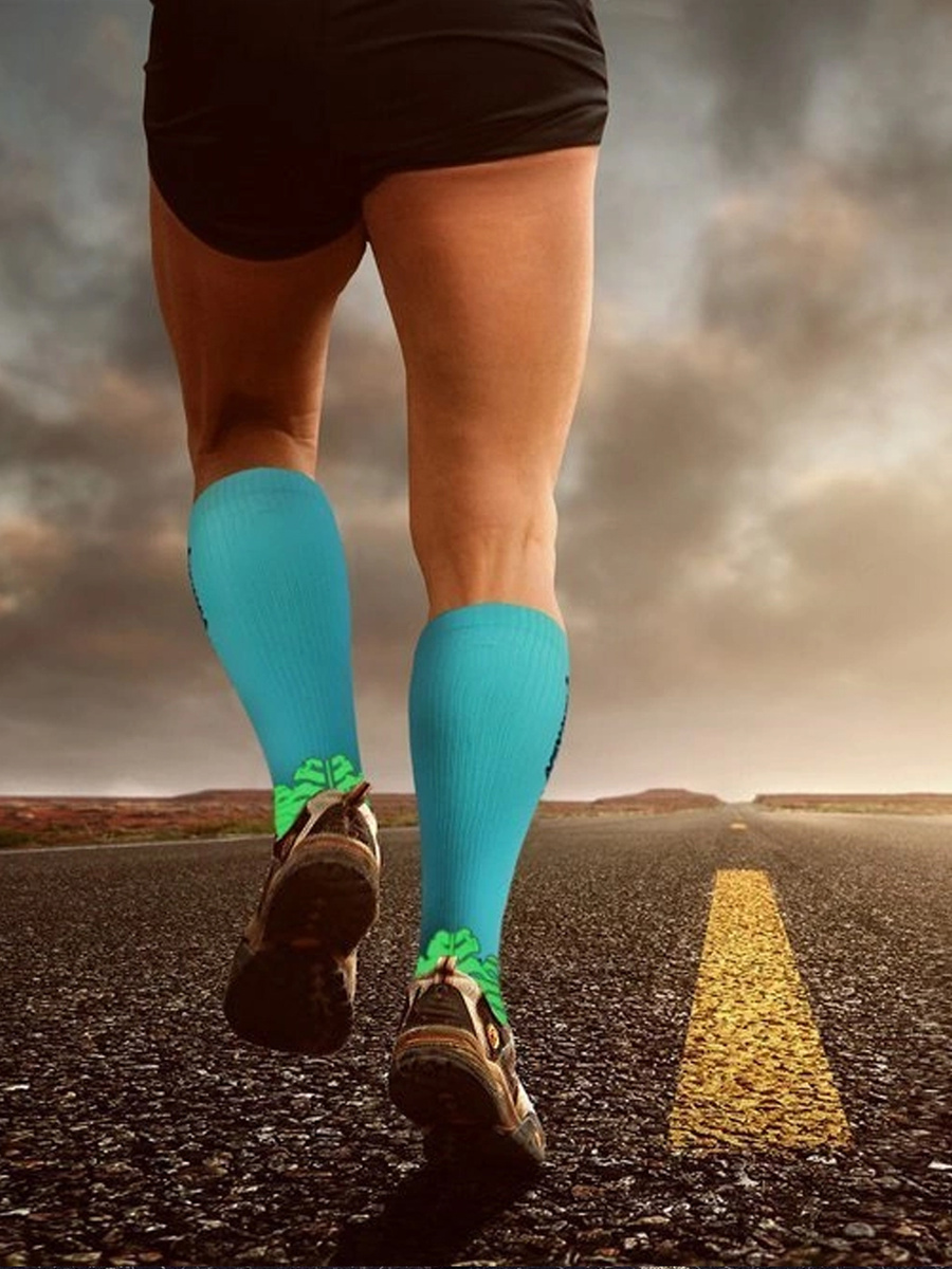 Sesto Senso Kompressionsstrümpfe – Sportliche Kniestrümpfe aus Poliamid, Atmungsaktiv und Schnell Trocknend, Flache Nähte, Ideal zum Laufen, Unisex, Türkis, Optimale Muskelregeneration und Stabilität