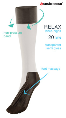 Sesto Senso Damen Podkolanówki – Massierende Sohle, 20 Den, Poliamid-Elastan Mix, Nicht-Drückend, Unterstützt Durchblutung, Elegant Halbtransparent, 3er Pack, Schwarz