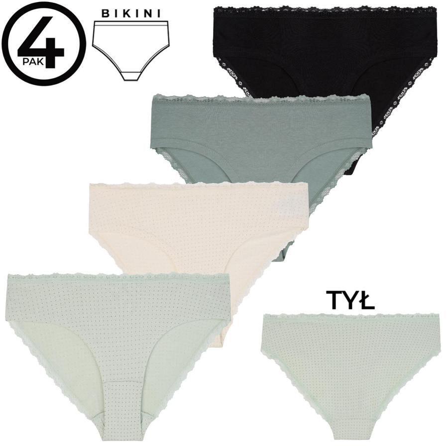 Figi damskie bikini z koronką 4-pak