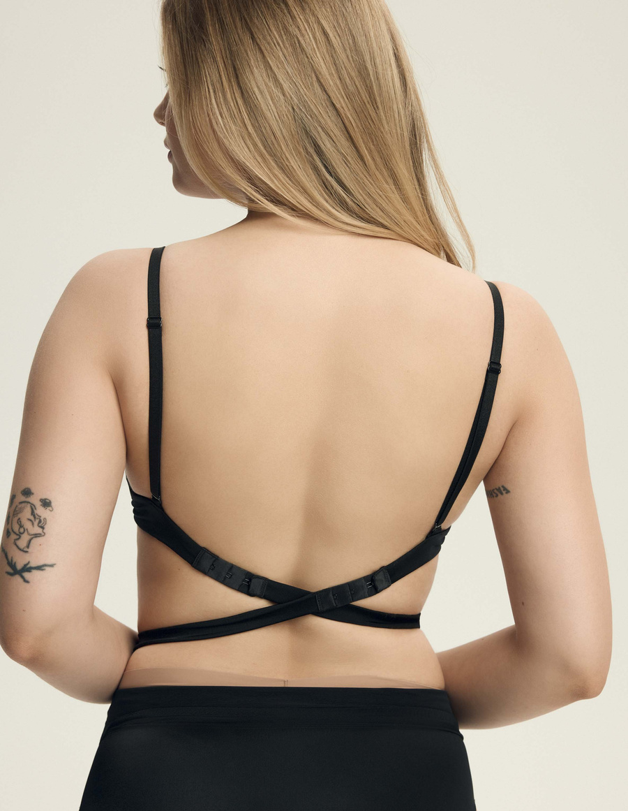 Sutien push up negru mătăsos