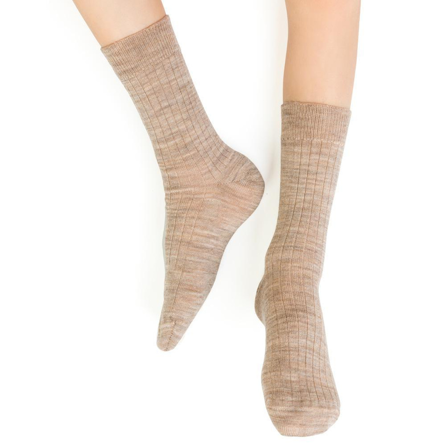 Skarpetki z wełny merino bezuciskowe w prążek art. 130 Steven