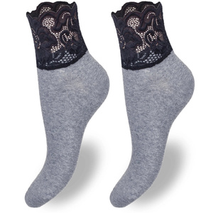 Damensocken mit breiter Spitze, Farbe Schwarz, Größe 37-41