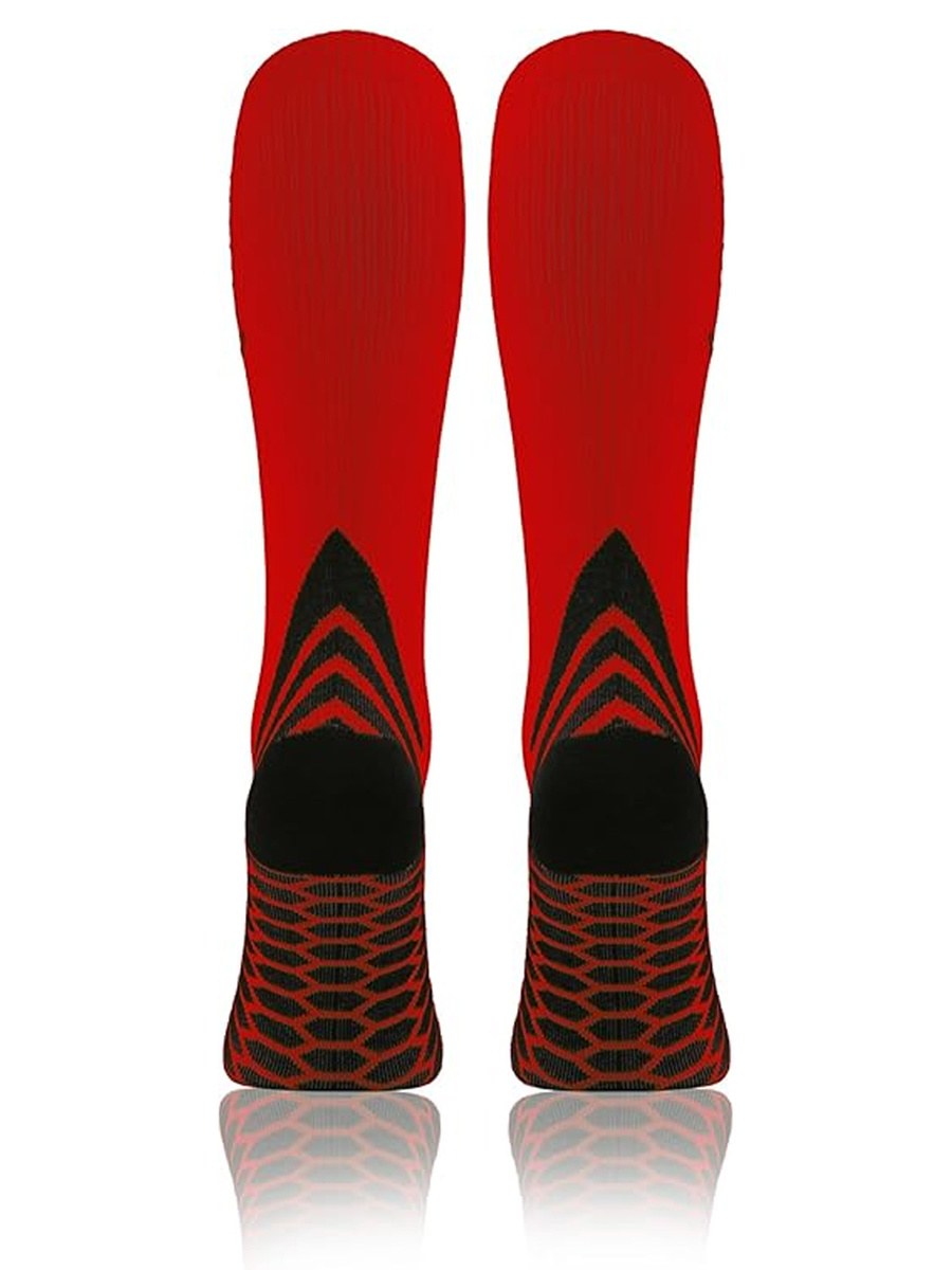 Sesto Senso Kompressions-Kniestrümpfe – Sportliche Laufsocken, Atmungsaktiv, Poliamid-Elastan, Schnelltrocknend, Flachnähte, Unisex, Rot – Optimal für Sport und Regeneration