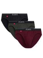 Atlantic Herren Sport Slips 3er Pack – Bequeme Baumwollunterwäsche, Atmungsaktiv, Elastischer Bund, Farben: Schwarz, Khaki, Bordeaux, für den täglichen Komfort im Herbst/Winter 2025.