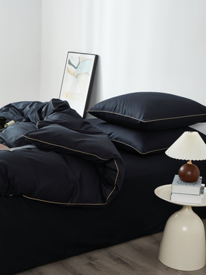 Bettwäsche Satin Queen Schwarz