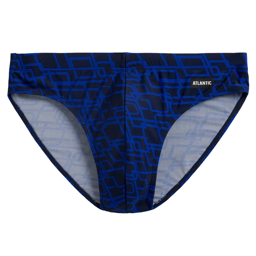 Atlantic Herren KMT-335 Badehose Slips – Schnelltrocknend, 80% Polyamid, 20% Elastan, Print-Design, Tunnelzug, Grau/Schwarz/Marineblau/Blau – Komfortable Schwimmhose für Männer