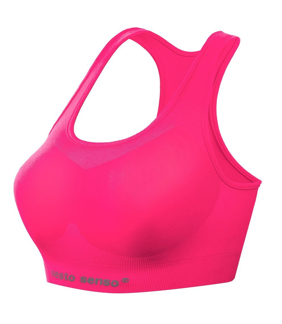Sesto Senso Damen Seamless Sport-BH – Nahtloser Top, Doppelschicht, Atmungsaktiv, Schnelltrocknend, Elastisch, Für Fitness & Crossfit, Rosa, Poliamid-Elastan Mix