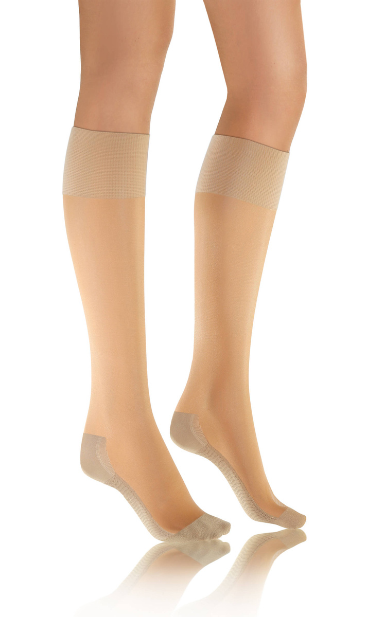 Sesto Senso Damen Kniestrümpfe Relax – Komfortabel mit Massageeffekt, 20 DEN, Halbtransparent, Poliamid-Elastan, Ohne Druck, Ideal für Büro & Kreislaufprobleme, Farbe: Vision/Beige