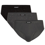 Atlantic Herren Baumwolle Slips – Klassischer Schnitt, Bequemer Print, 3er Pack, Farben: Schwarz, Khaki, Grau, Rot, Blau, 100% Baumwolle, Für Männer, Innengummi im Tunnel, Atmungsaktiv, Kollektion Classic, Ideal für Alltag und Sport.