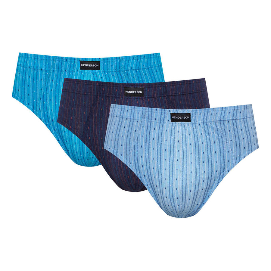 Henderson Herren Baumwoll Slips Set – Bequeme Klassische Unterwäsche, 3er Pack, Kontrastdesign, Große Größen, Farben: Dunkelblau, Hellgrau, Hellblau, Herbst/Winter Kollektion