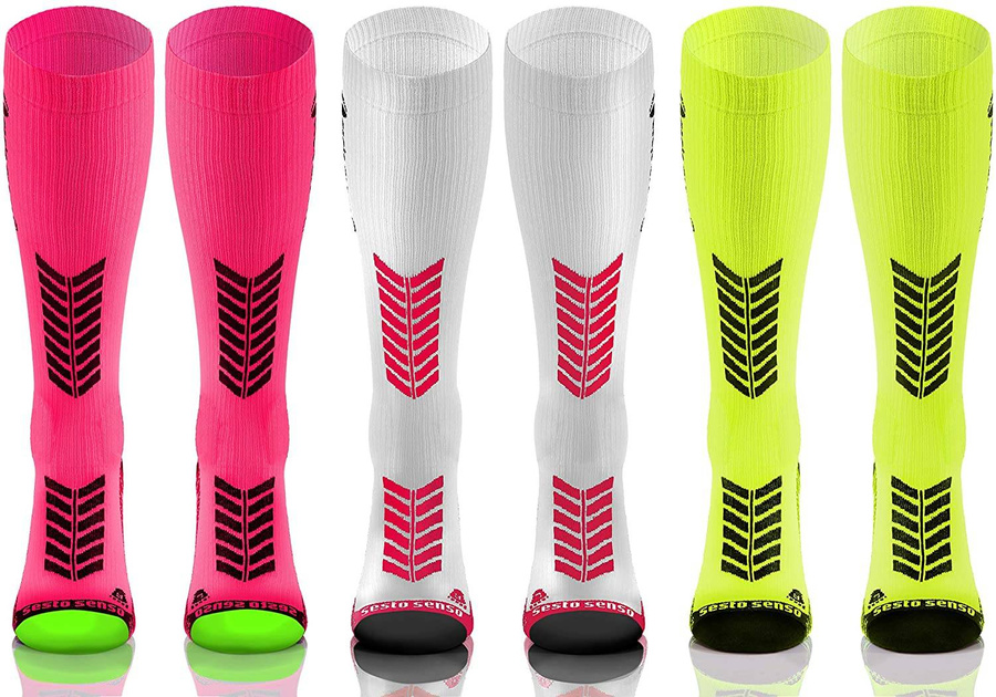 3X Sportowe kompresyjne długie skarpety dla biegaczy Sesto Senso