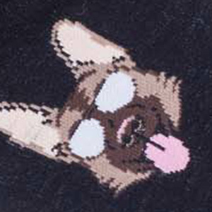 Sneakersocken Serie 1108 Schäferhunde und Knochen Schwarz