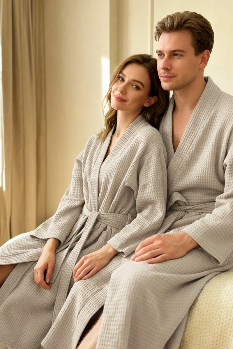 S BATHROBE WAFFLE GREY XXL