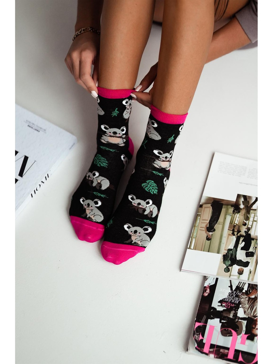 Koala Bären Damen Socken, Farbe Gelb, Größe 37-41