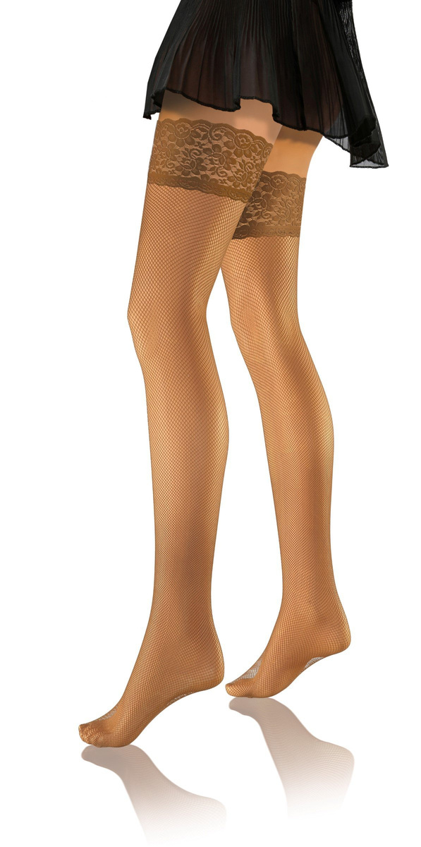 Sesto Senso Damen Pończochy Samonośne Kabaretki Brio – Stilvolle Netzstrümpfe mit Silikonstreifen, Komfort und Elastizität, 88% Polyamid, 12% Elastan, Farbe: Caffe (Braun)