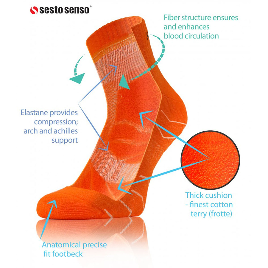 6X Sportowe krótkie skarpety dla biegaczy AMZ Sesto Senso