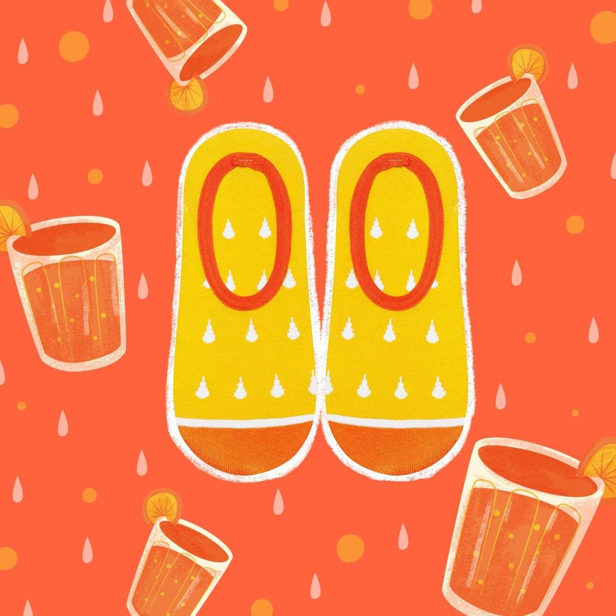 Soxo Frauen bunte Ballerina Füße lustige Zitronen