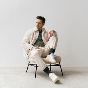 Șosete din lână în dungi Gri grafit și gri