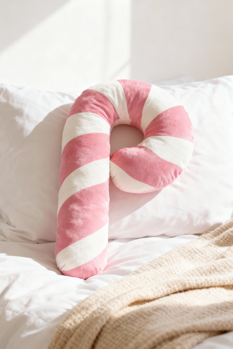 Dekokissen Zuckerstange Rosa-Weiß