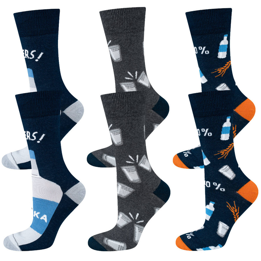 Zestaw 3x Skarpetki męskie kolorowe SOXO GOOD STUFF Vodka w banderoli prezent