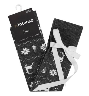 Damen Weihnachten Cotton Socken mit Schleife Intenso