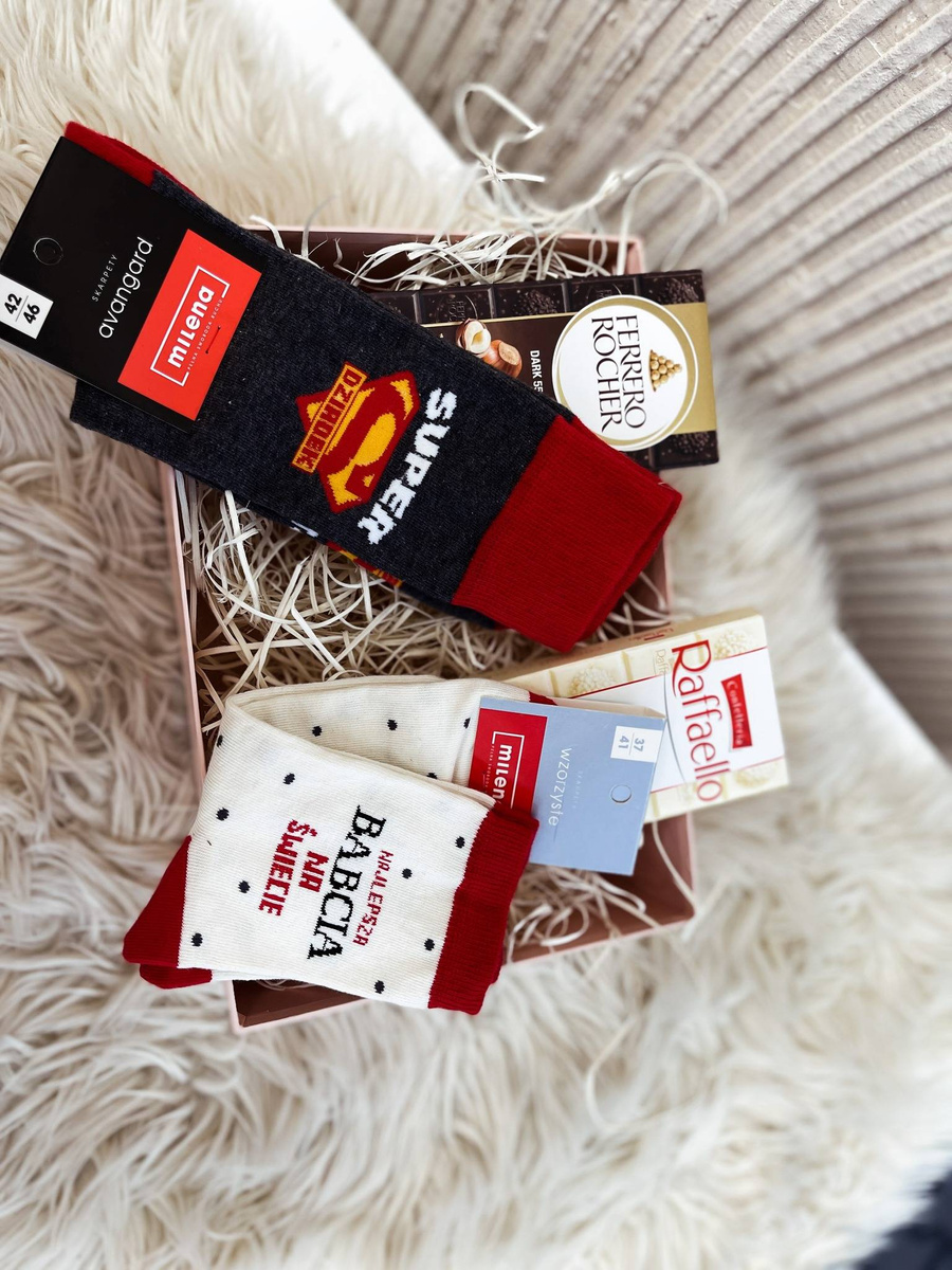 Socken Serie Opa und Oma Dunkelmelange 2, rot, grau, schwarz