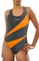 Sesto Senso Damen Badeanzug – Einteiler für Aktive, Modische Farben, Komfort und Passform, Ideal für Schwimmen und Aqua Fitness, 80% Polyamid, 20% Elastan, Grafitgrau, Modell 729