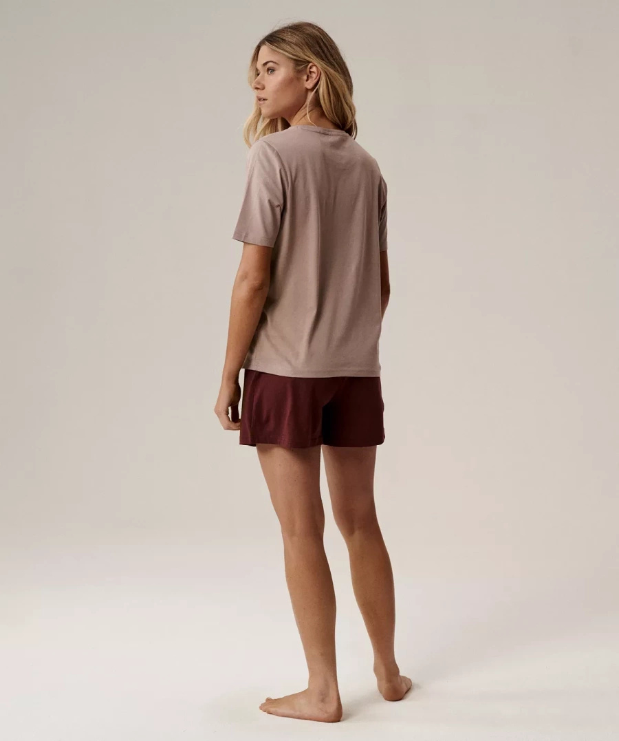 Damenpyjama nlp-498e Beige Rot