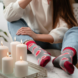 Damensocken Art. 136 Grau mit Herzen