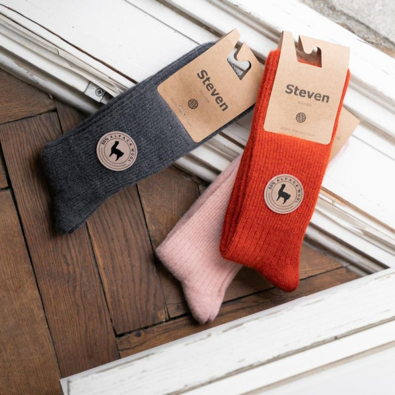 Skarpetki 50% z wełny alpaki art. 044 PR007 jasno różowe