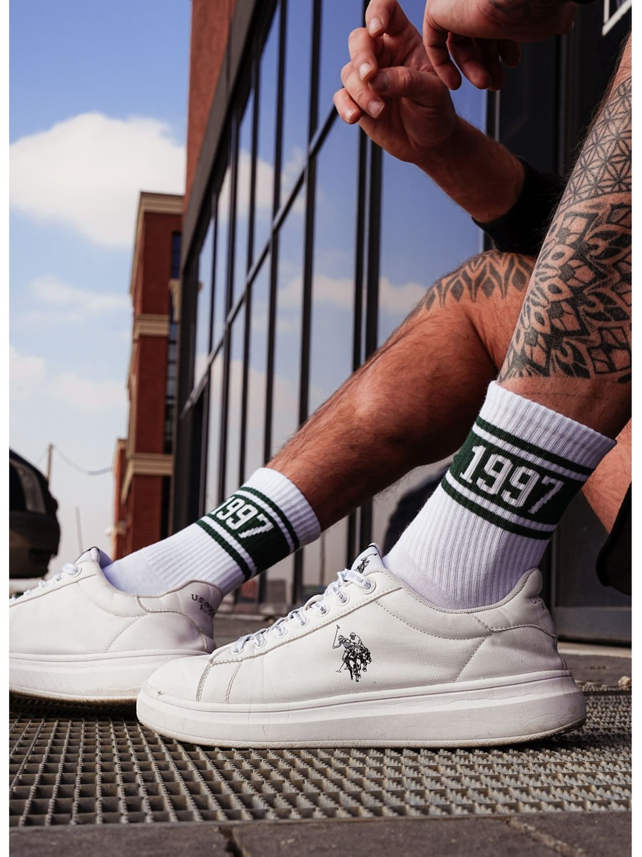 Herrensocken Go! Weiß mit Print