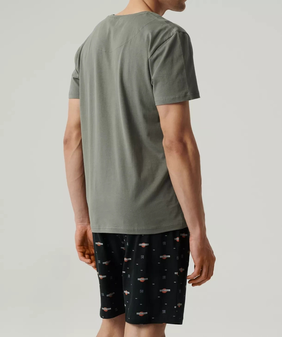 Herrenschlafanzug Nmp-384 grün schwarz