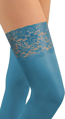 Sesto Senso Damen Pończochy Samonośne Nicole – Elegante 50 DEN Mikrofaser Strümpfe mit Silikonspitze, Mattem Finish, Komfortabel und Haltbar, Petrol, Größe 1/2 oder 3/4 – Perfekt für Verschiedene Anlässe