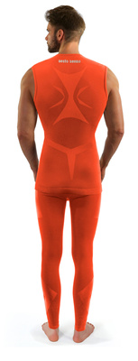 Sesto Senso Herren Thermoaktives Sportset – Elastische Thermounterwäsche, Atmungsaktiv, Nahtlos, Poliamid-Elastan, Ideal für Winteraktivitäten, Orange, Ärmelloses Oberteil & Lange Hose