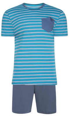 Herren Schlafanzug Kurzarm Blau