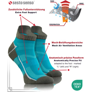 Sesto Senso Herren Sport Socken SKB07 – Atmungsaktiv, Nahtlos, Poliamid, Thermoregulation, Ideal für Sport, Nicht einschnürend, Blau, Einzeln erhältlich