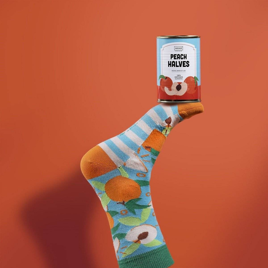 Farbige Damensocken Soxo Baumwolle Pfirsiche in der Dose 