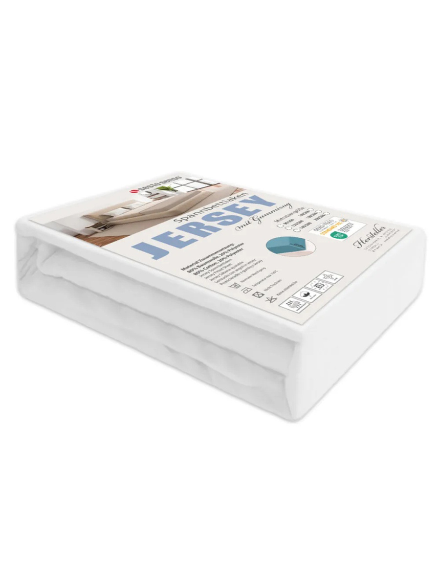 Sesto Senso Jersey Spannbettlaken – Baumwolle & Polyester, Elastisch, OEKO-TEX Zertifiziert, Atmungsaktiv, Weiß, Komfort für Schlafzimmer, Für Einzel- und Doppelbetten, Unisex, Pflegeleicht