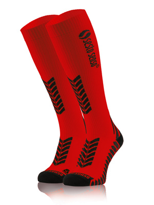 Sesto Senso Kompressions-Kniestrümpfe – Sportliche Laufsocken, Atmungsaktiv, Poliamid-Elastan, Schnelltrocknend, Flachnähte, Unisex, Rot – Optimal für Sport und Regeneration