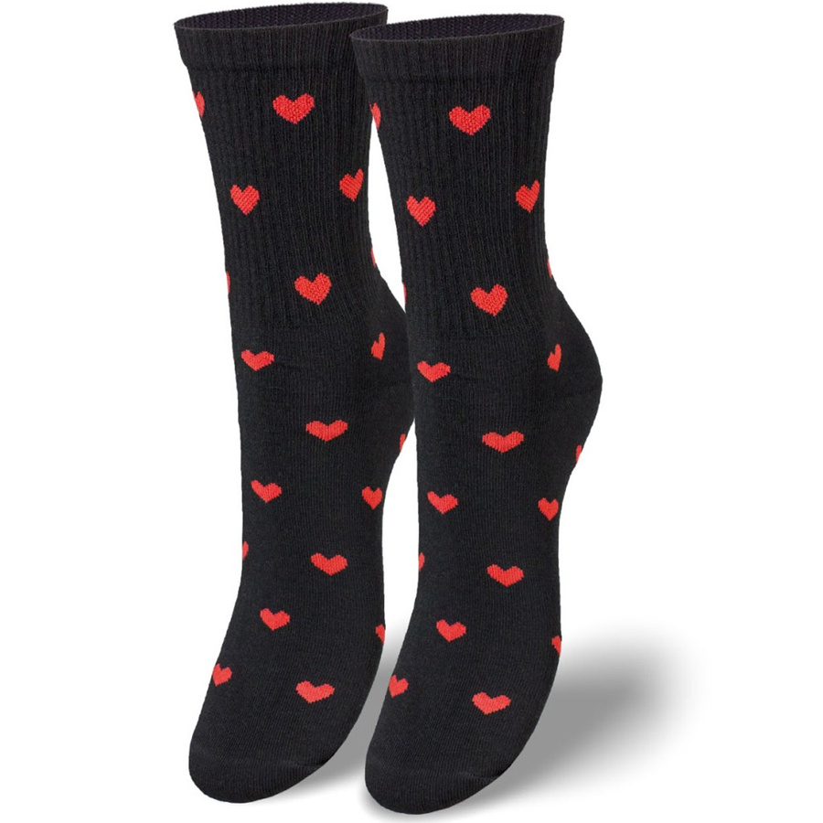 Damensocken Wzorzyste 200 Schwarz mit Herzen