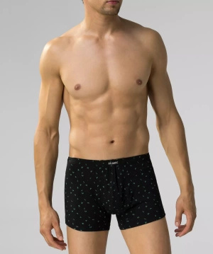 Atlantic Herren Boxer Briefs 3er Pack – Bequeme Baumwollunterwäsche mit Elastan, Atmungsaktiv, Mittelhohe Taille, Enganliegend, Mix aus Smaragdgrün und Schwarz mit Print, Herbst/Winter 2025 Kollektion