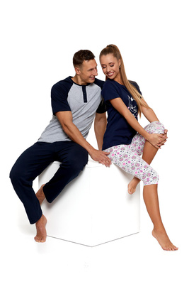 Pyjama Männlich Kurzarm Grau