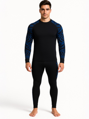 Thermounterhose Herren Serie Schwarz Blau