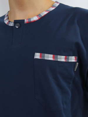 Herrenschlafanzug Kurzarm Kurze Hose Blau