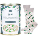 Bunte SOXO GOOD STUFF Socken für Männer und Frauen Pilzsuppe in der Dose + Rezept Unisex