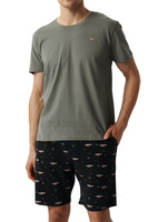 Herrenschlafanzug Nmp-384 grün schwarz