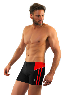 Sesto Senso Herren Badeboxer – Schnelltrocknend, Poliamid-Elastan Mix, Komfortabler Sitz, Mit Zierstreifen, Für Schwimmen & Strand, Farbe: Schwarz, Modell: BD384