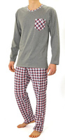 Sesto Senso Herren Baumwoll Pyjama Set – Bequeme Schlafanzug aus 100% Baumwolle, Klassischer Schnitt, Modische Karierte Hose, Langarm, Blau, Ideal für das ganze Jahr, Größe 04