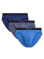 Atlantic Herren Sport Slips Set – Bequeme Baumwollunterwäsche, Elastisch, 3er Pack, Blau, Ideal für Sport und Alltag